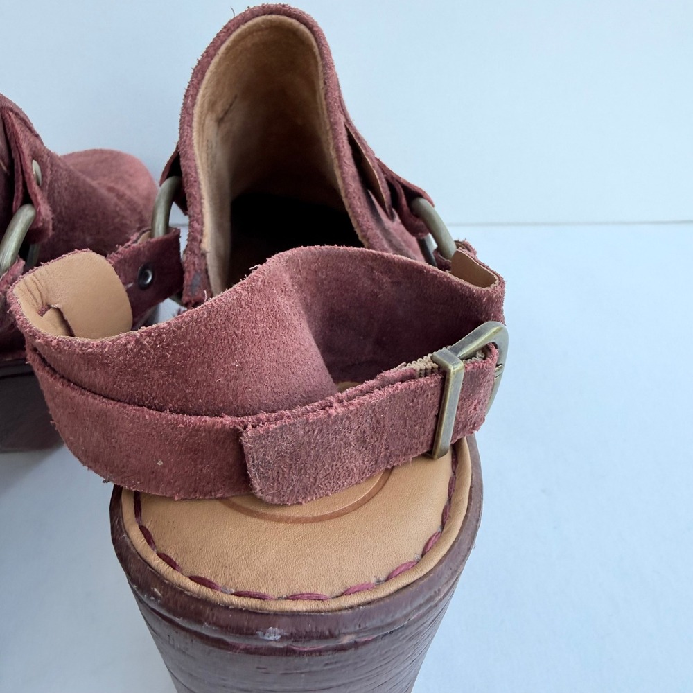 Born Cybele Burgundy Suede Platform Clogs Slingback Heels BR0024944 Wine Red 9M - Picture 12 of 16